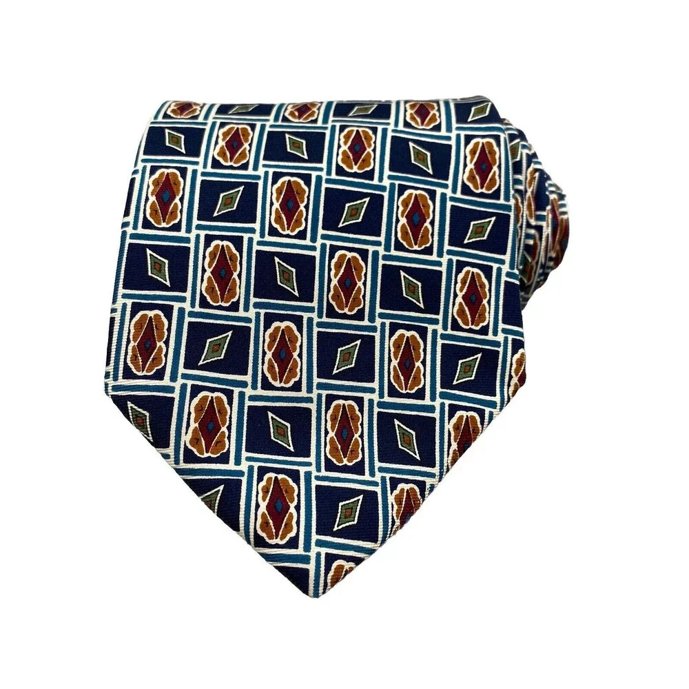 Brooks Brothers 100% Silk Tie Mens Geometric Classic Made in USA Corpcore Preppy